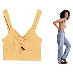 Madewell Mustard Knotted Crop Top